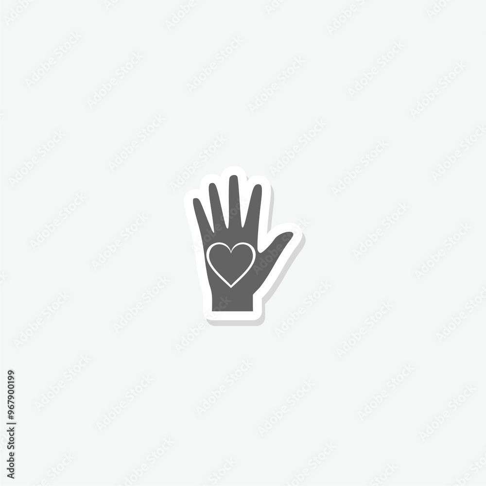 Heart on hand icon sticker isolated on gray background Heart on hand icon sticker isolated on gray background