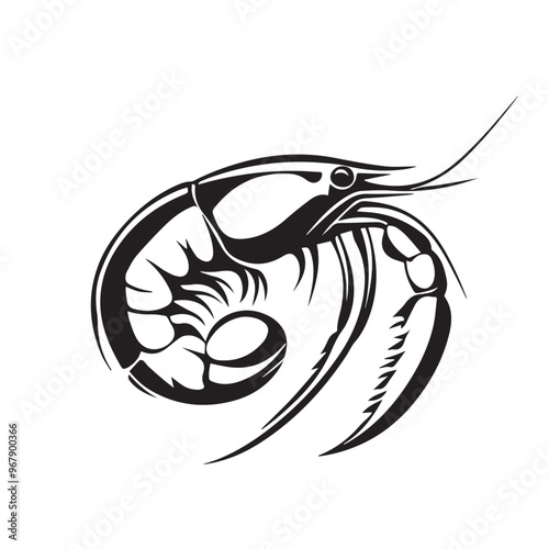 Shrimp in cartoon, doodle style . Image for t-shirt, web, mobile apps and ui. Isolated 2d vector illustration in logo, icon, sketch style, Eps 10, black and white. AI Generative