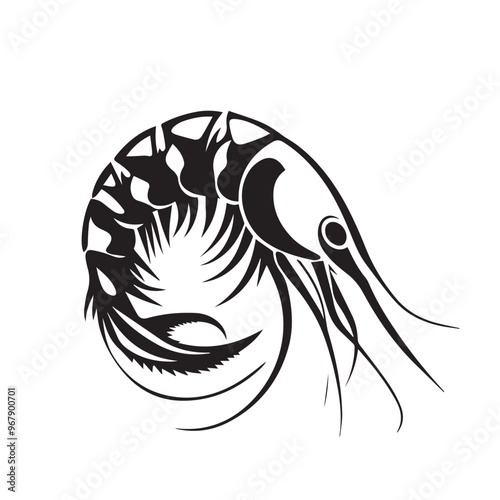 Shrimp in cartoon, doodle style . Image for t-shirt, web, mobile apps and ui. Isolated 2d vector illustration in logo, icon, sketch style, Eps 10, black and white. AI Generative