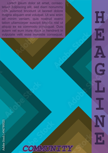 A4 size Vibrant book cover, poster and flyer template with abstract geometric shapes and bold typography, perfect for creative projects.