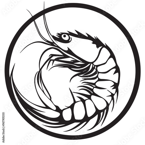 Shrimp in cartoon, doodle style . Image for t-shirt, web, mobile apps and ui. Isolated 2d vector illustration in logo, icon, sketch style, Eps 10, black and white. AI Generative
