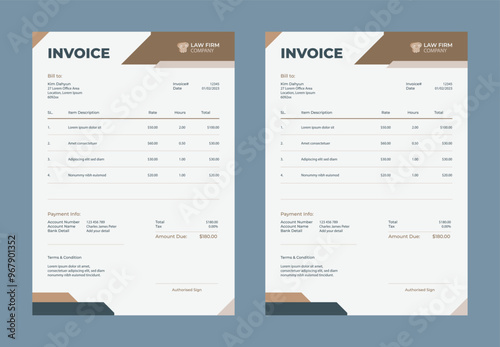 Minimal Corporate Business Invoice design template vector illustration bill form price invoice. Creative invoice template vector.