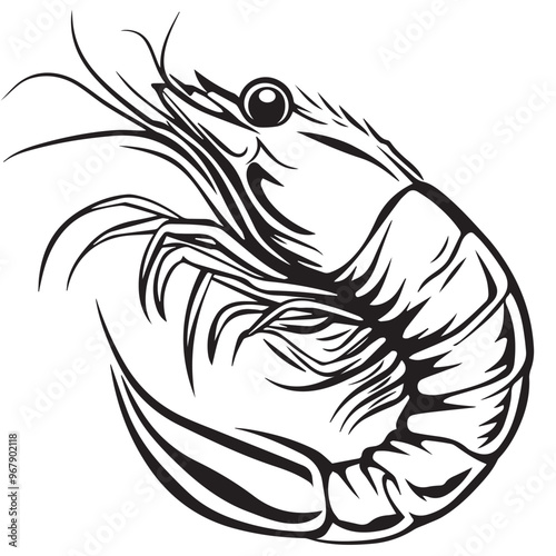 Shrimp in cartoon, doodle style . Image for t-shirt, web, mobile apps and ui. Isolated 2d vector illustration in logo, icon, sketch style, Eps 10, black and white. AI Generative