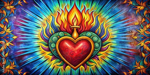 Sacred Heart with bold colors and abstract shapes photo