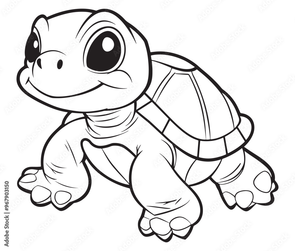 Fototapeta premium Coloring book with character kids turtle outline illustration