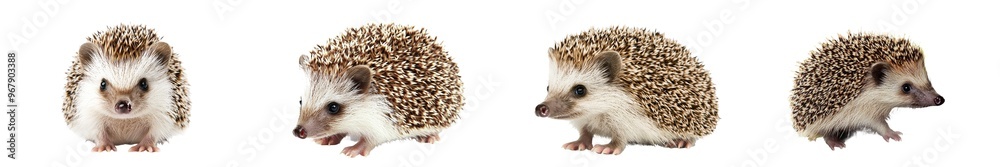 Obraz premium This illustration depicts a small spiny mammal cut out on a white background called the European hedgehog