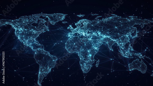 Fototapeta Naklejka Na Ścianę i Meble -  Global Network Map: A Digital Representation of Interconnectedness