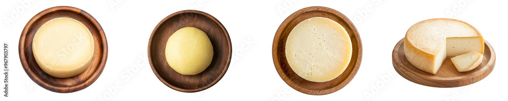 Cheese on cutting board, top view, isolated on transparent background Cheese on cutting board, top view, isolated on transparent background