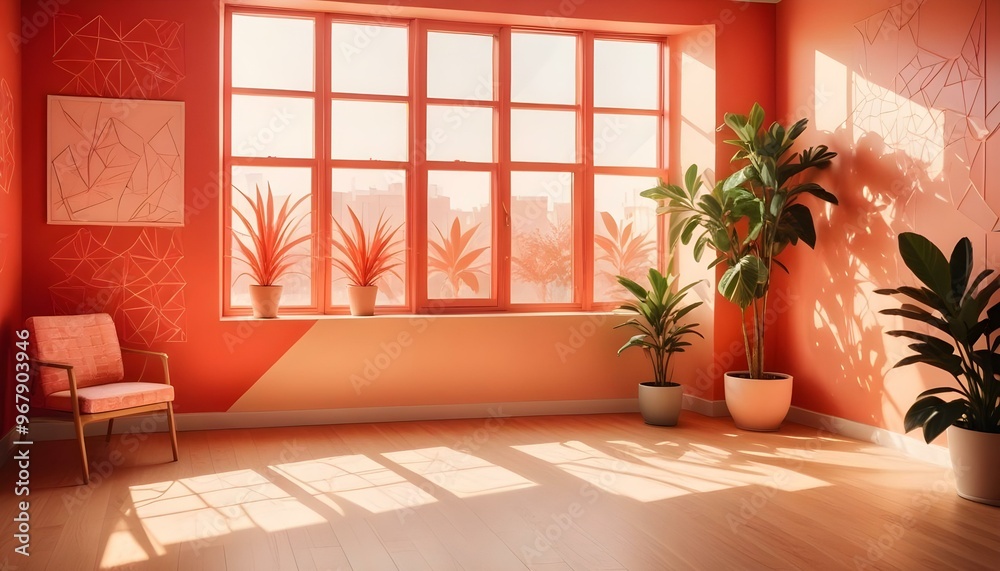 Photo interior modern design room 3d illustration; Photo interior modern design room 3d illustration;
