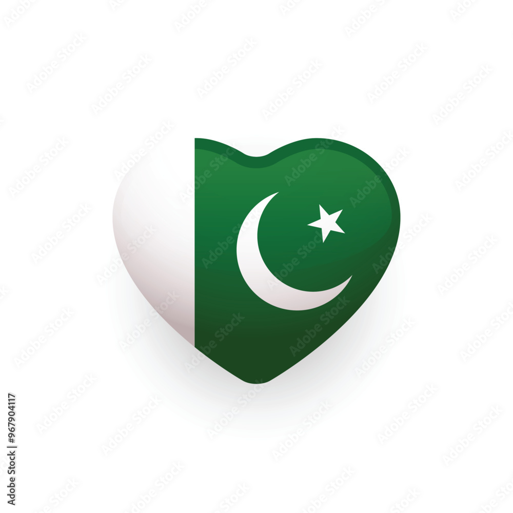 Flat National Flag of Pakistan shaped as heart. Vector Illustration.
Flat National Flag of Pakistan shaped as heart. Vector Illustration.