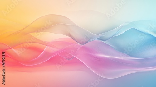 Serene Fluidity - Abstract Background with Transparent Wave Pattern and Soft Color Gradient