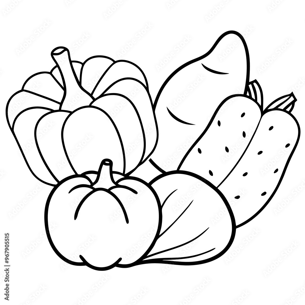 bell peppers sweet potatoes potatoes vegetables outline coloring book page line art illustration digital drawing bell peppers sweet potatoes potatoes vegetables outline coloring book page line art illustration digital drawing