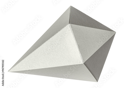 3D silver asymmetric hexagonal bipyramid paper craft design element photo