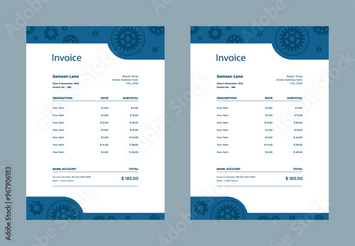 Invoice minimal design template. Bill form business invoice accounting. Modern and creative corporate business invoice template | Company business invoice template