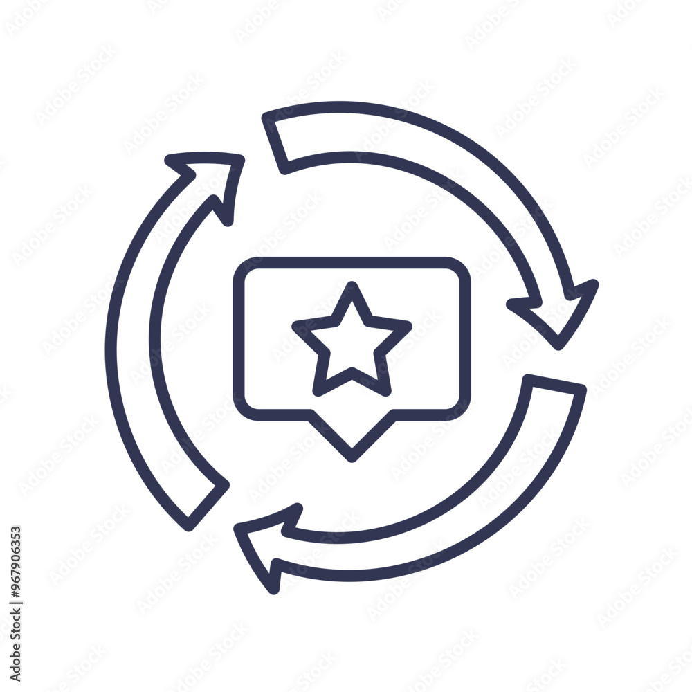 Circular arrows surrounding a star icon symbolize continuous improvement and quality enhancement. Circular arrows surrounding a star icon symbolize continuous improvement and quality enhancement.