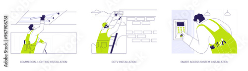 Electrical installations abstract concept vector illustrations.