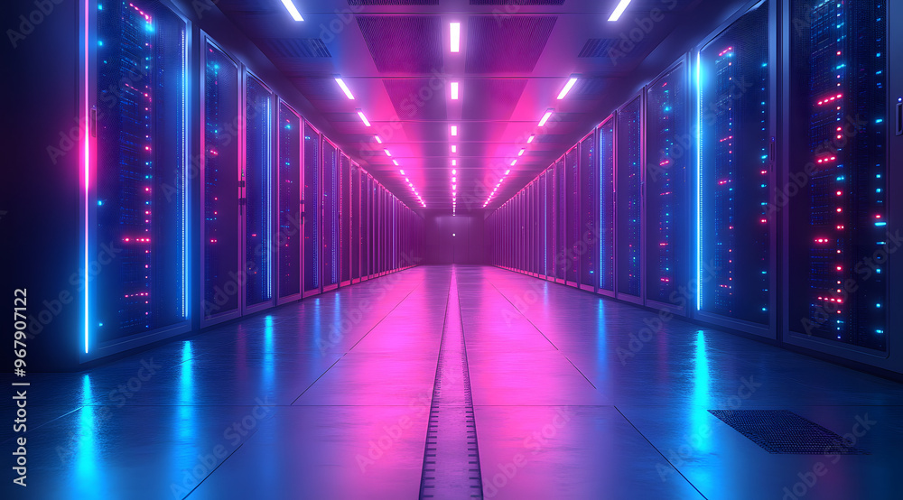“A Long Row of High-Tech Server Cabinets Illuminated by Blue Lights”
“A Long Row of High-Tech Server Cabinets Illuminated by Blue Lights”