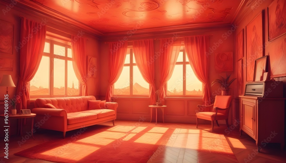Photo interior modern design room 3d illustration; Photo interior modern design room 3d illustration;
