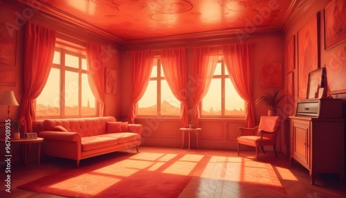 Photo interior modern design room 3d illustration;