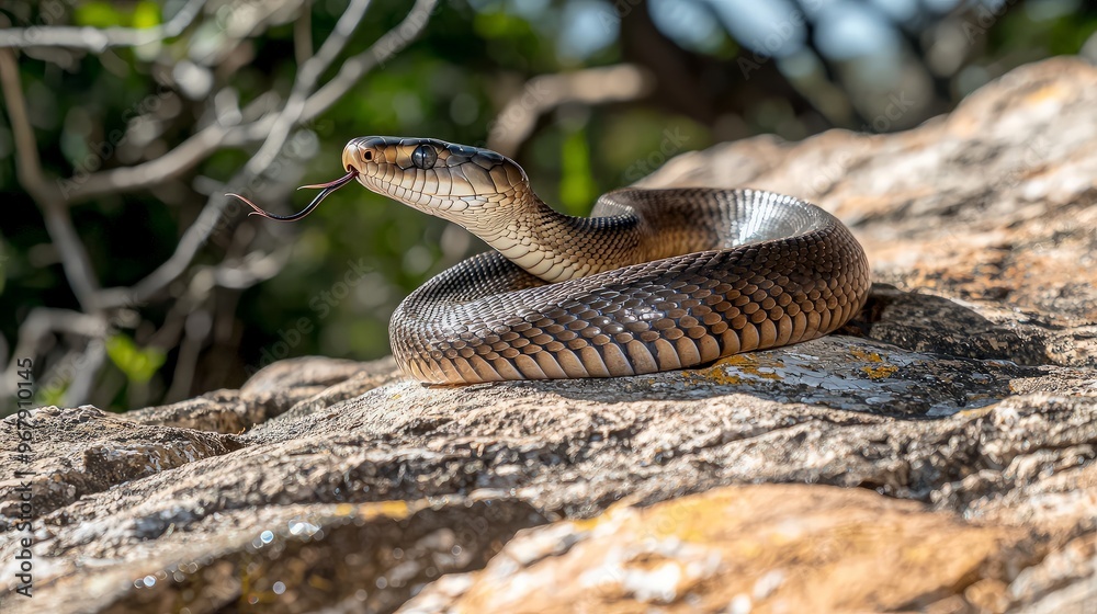 Fototapeta premium Black Snake on a Rock