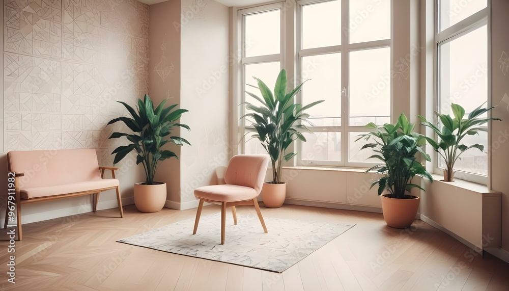 Photo interior modern design room 3d illustration; Photo interior modern design room 3d illustration;