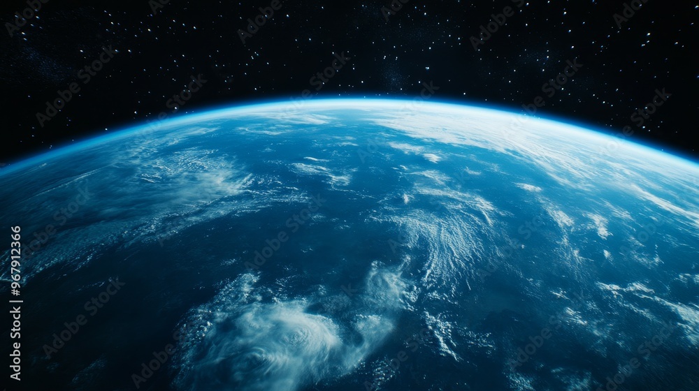 A breathtaking view of Earth from space, showcasing its blue oceans and swirling clouds. A breathtaking view of Earth from space, showcasing its blue oceans and swirling clouds.