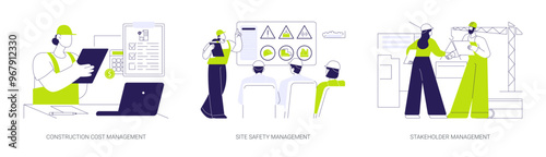 Construction management abstract concept vector illustrations.