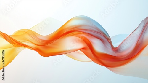 Dynamic Abstract Orange Curved Shape with White Background for Motion Graphics Animation, Designed with Octane Render Engine to Convey Elegance, Speed, and Energy in a Fluid Minimalist Style