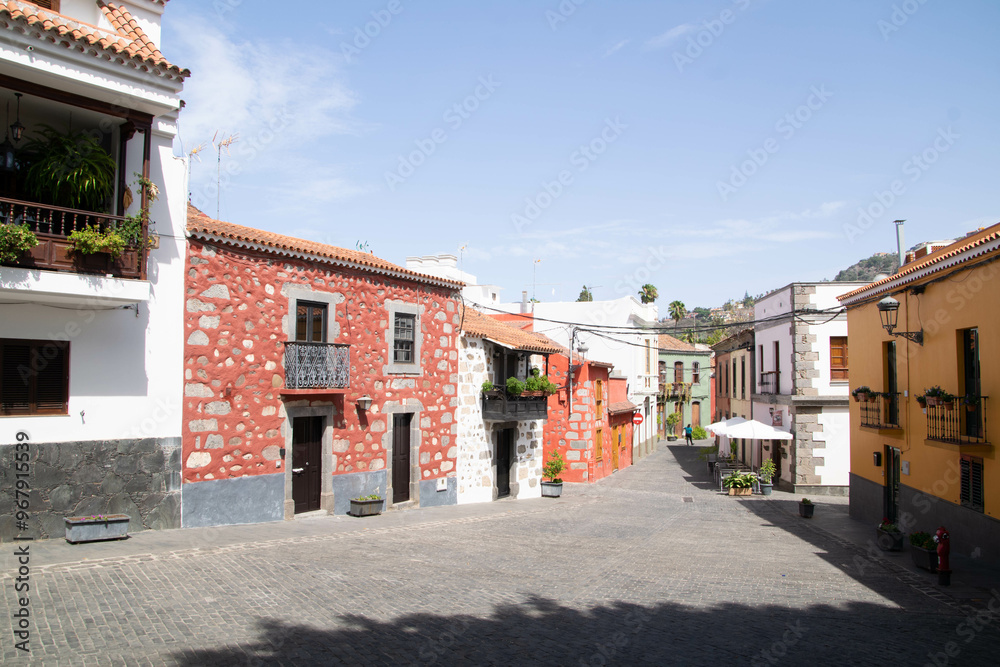 island town street on the Spanish coast island town street on the Spanish coast