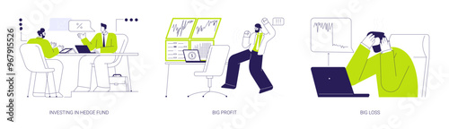 Hedge funding abstract concept vector illustrations.