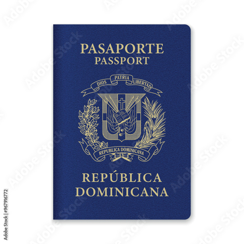 Dominican Republic Passport Cover with Gold Emblem and Text