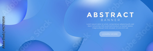 Blue banner template with fluid background, Modern banner template with fluid background, Blue fluid banner