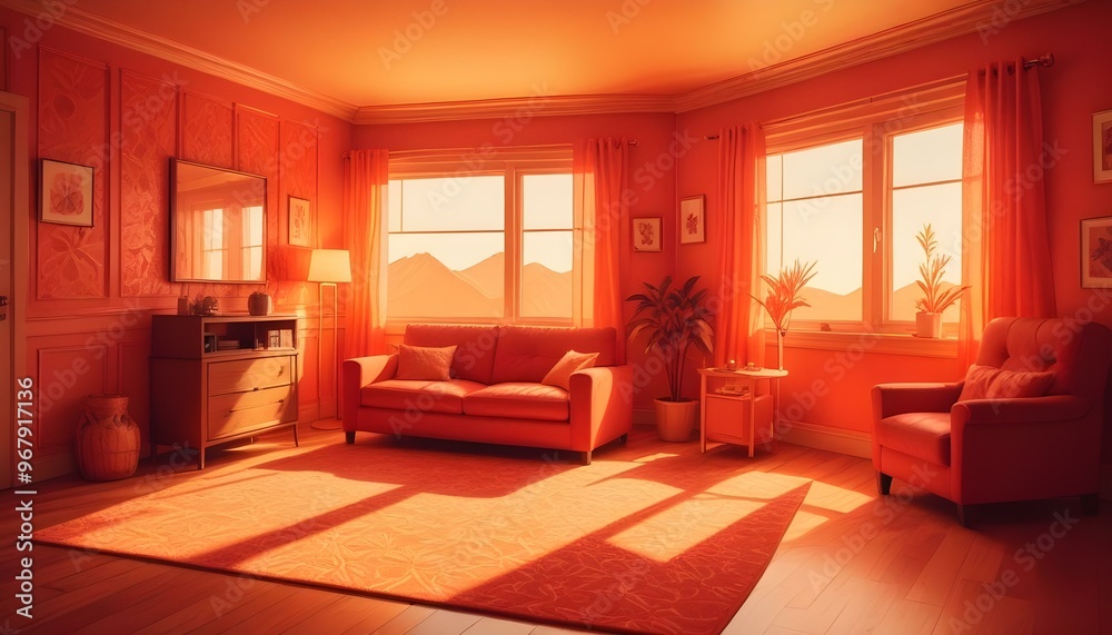 Fototapeta premium Photo interior modern design room 3d illustration;