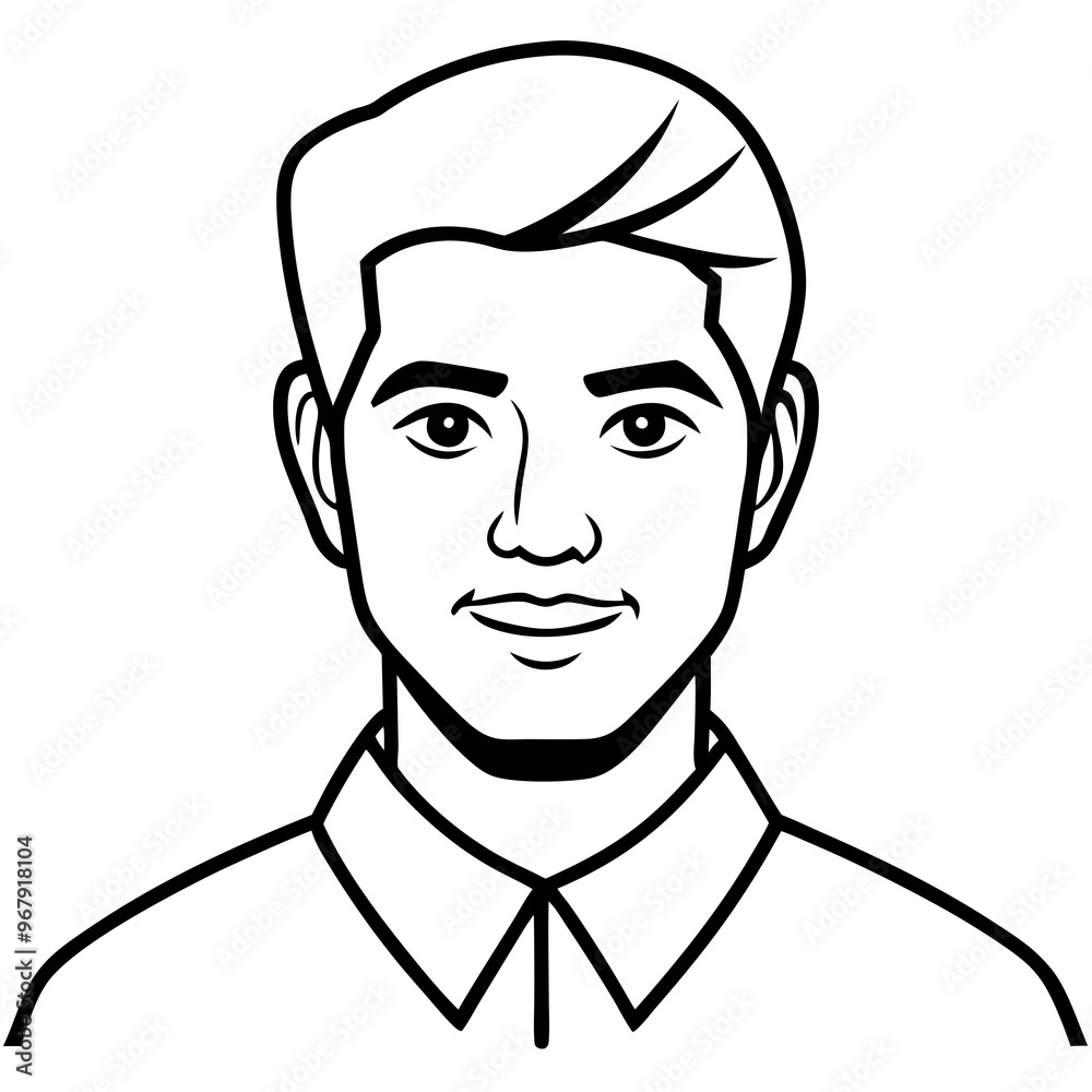 minimalist male profile line icon in black. Flat vector profile icon minimalist male profile line icon in black. Flat vector profile icon