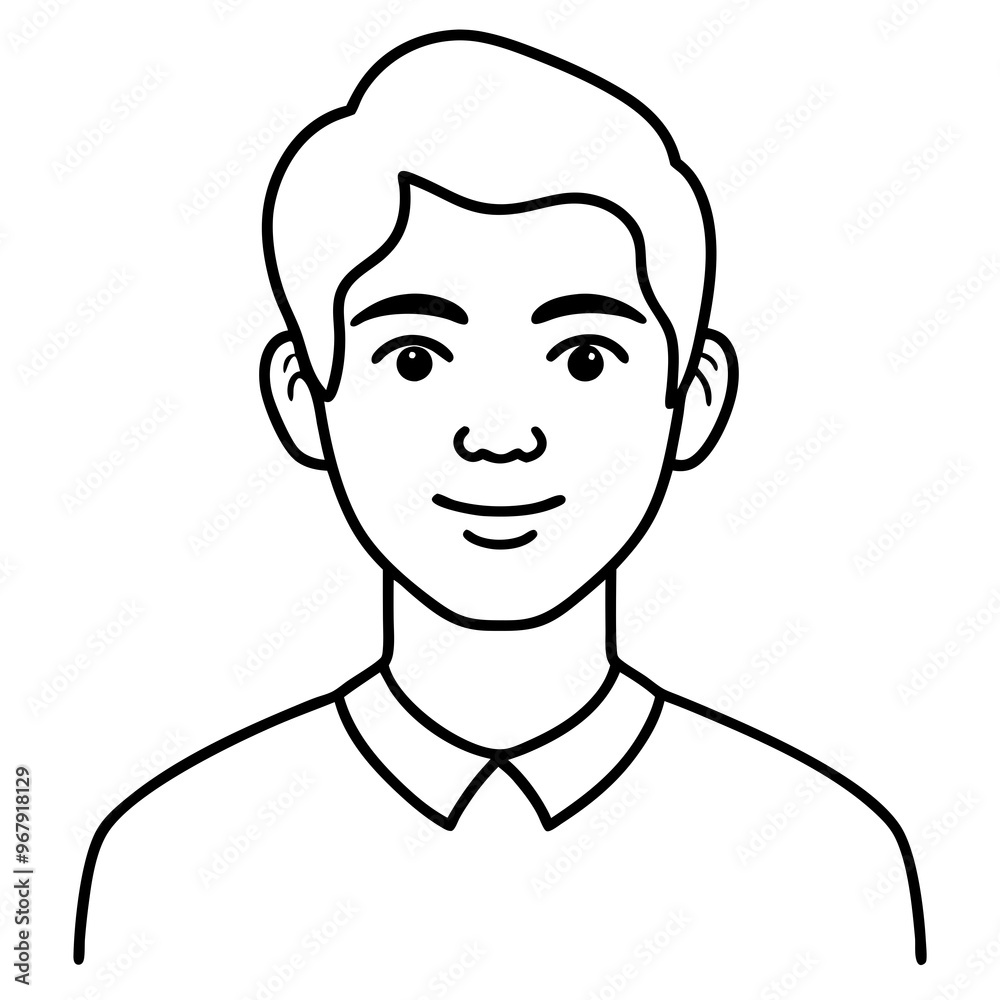 minimalist male profile line icon in black. Flat vector profile icon minimalist male profile line icon in black. Flat vector profile icon