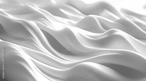 Abstract white waves background illustration with soft light and shadows created with generative ai technology. Monochrome. Illustration