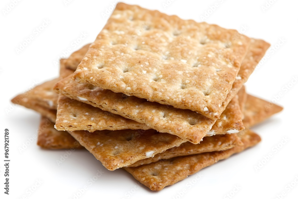A stack of crispy, golden-brown crackers. A stack of crispy, golden-brown crackers.
