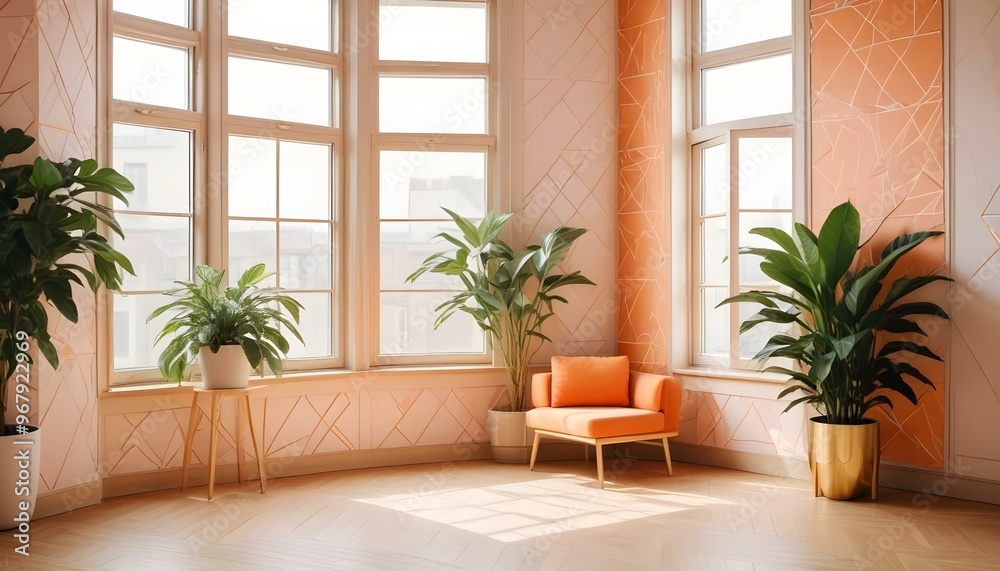 Photo interior modern design room 3d illustration; Photo interior modern design room 3d illustration;