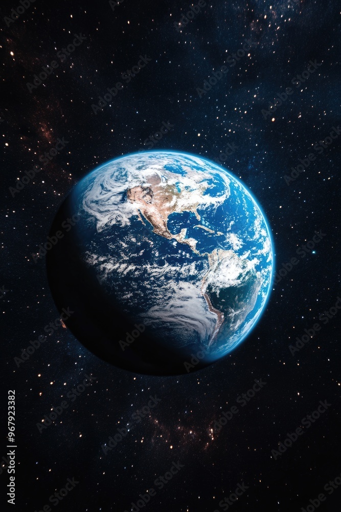 Obraz premium Earth from Space with Stars