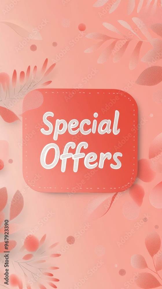A special offers banner is elegantly displayed against a soft pastel background adorned with subtle floral designs A special offers banner is elegantly displayed against a soft pastel background adorned with subtle floral designs