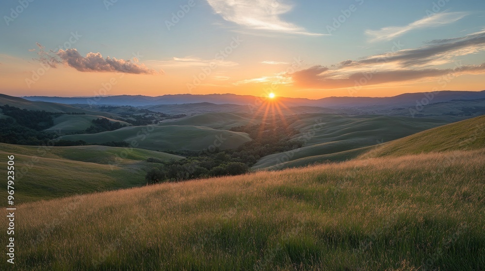 A breathtaking sunset over rolling hills, highlighting nature's beauty and tranquility. A breathtaking sunset over rolling hills, highlighting nature's beauty and tranquility.