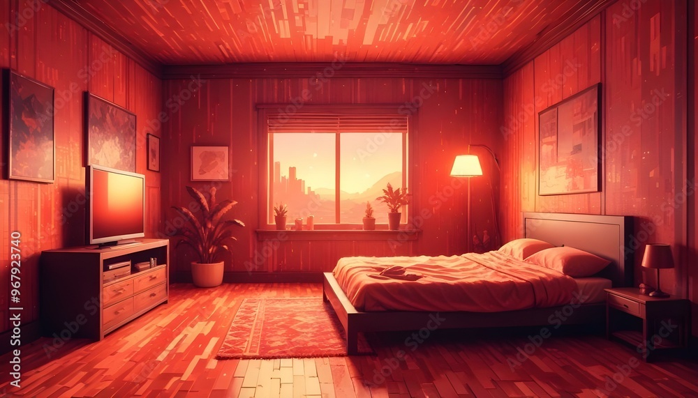 Photo interior modern design room 3d illustration; Photo interior modern design room 3d illustration;