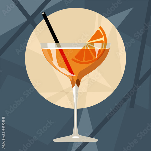Aperol Spritz cocktail vector retro illustration