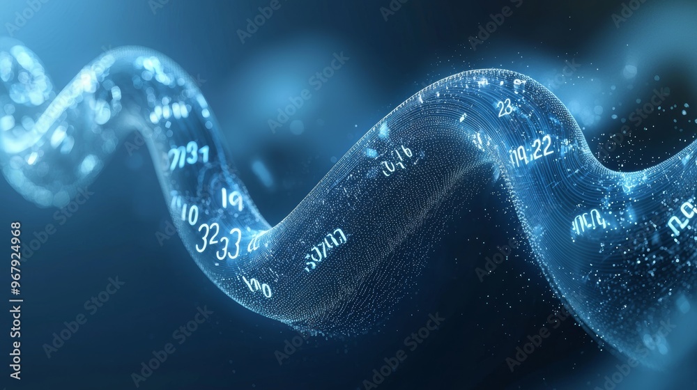 Futuristic 3D Wave of Translucent Numbers on Deep Blue Background for Tech Design Futuristic 3D Wave of Translucent Numbers on Deep Blue Background for Tech Design