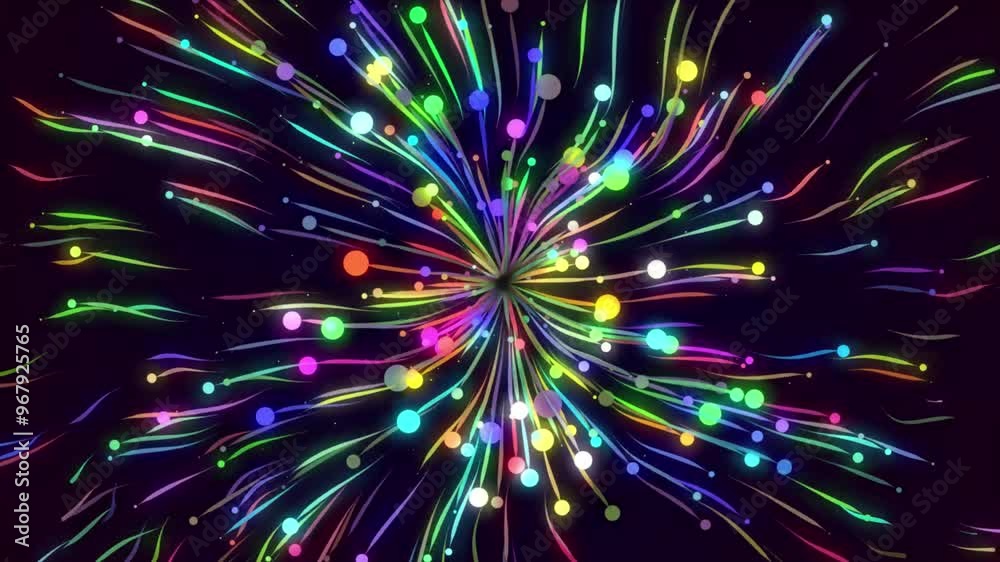 The fountain of colored comets background with particular .