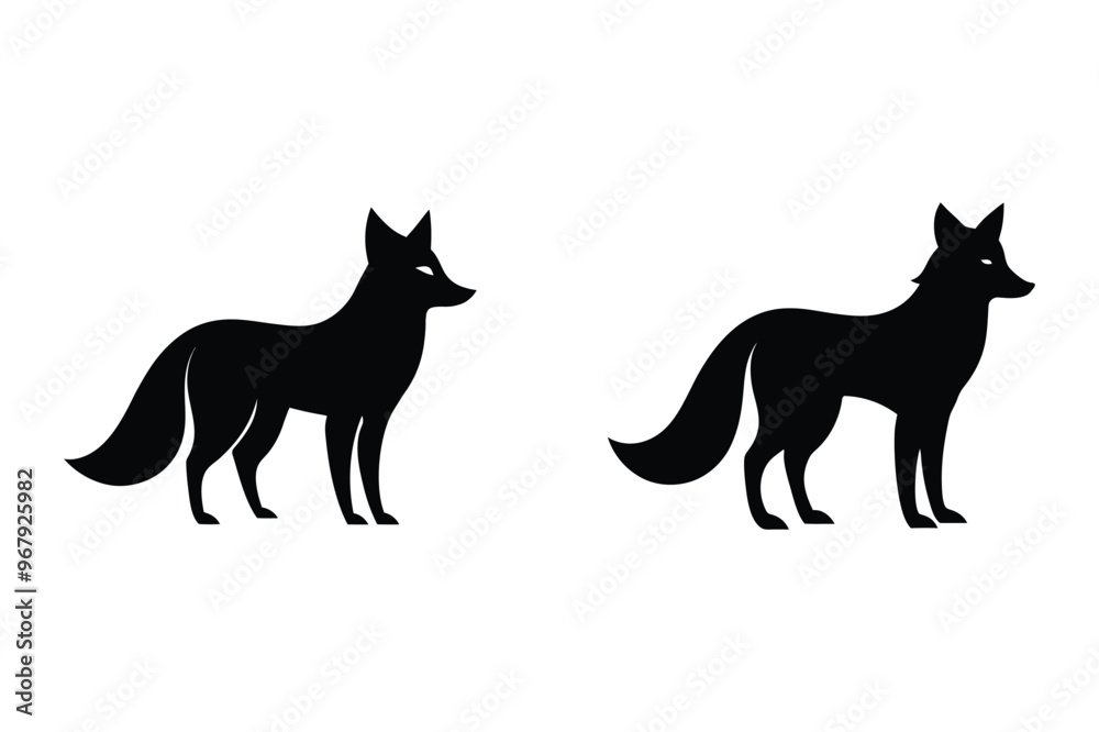 fox vector silhouette art white background fox vector silhouette art white background