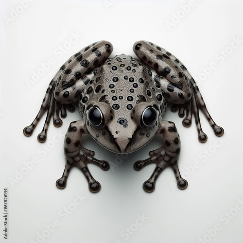 whole view of a frog on white background , view from above. photo