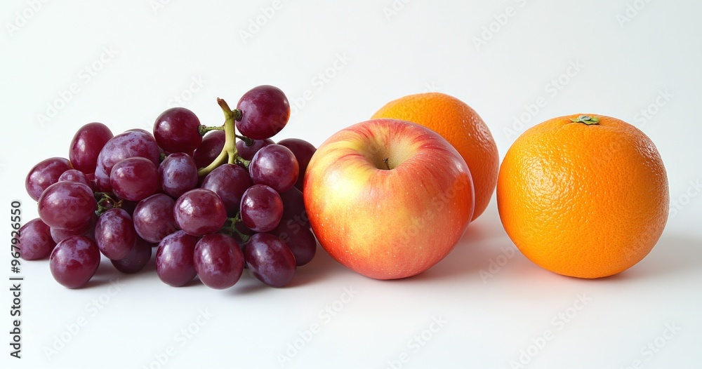 A Cluster of Grapes, Apple, and Oranges A Cluster of Grapes, Apple, and Oranges