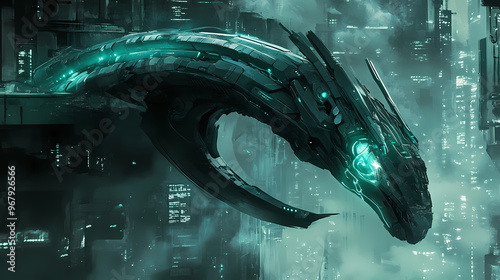 Cybernetic basilisk a fusion of myth and futuristic tech. Basilisk. Illustration photo