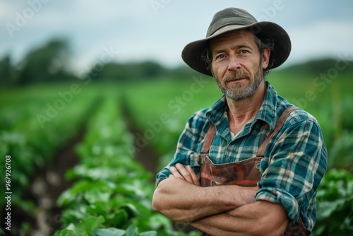 Portrait of a male gardener. Growing vegetables, berries and fruits. Agriculture. Industrial scale. Small business. Agronomist